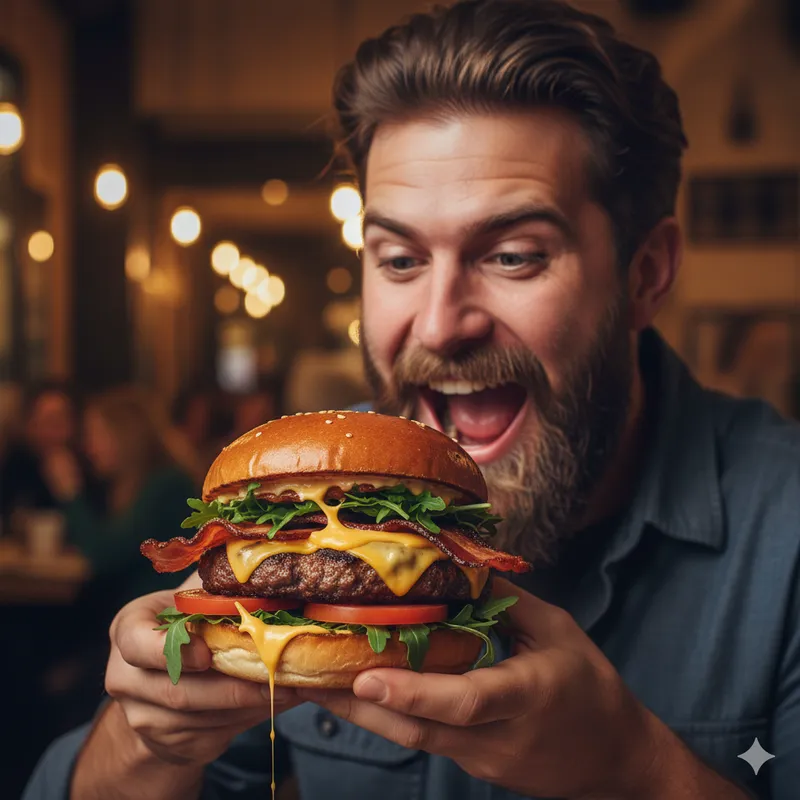 Hambúrguer Gutsy em close-up